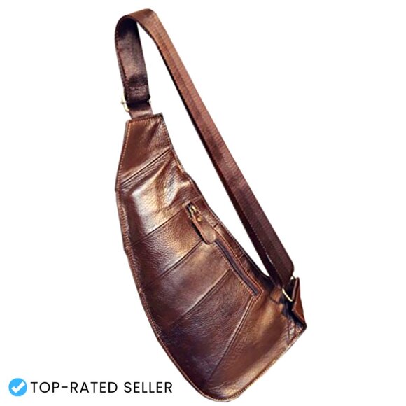 Genuine Leather Sling Backpack Tactical Daypack Crossbody  display picture 2